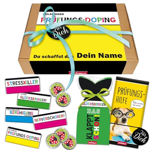 STEINBECK Personalisierte Geschenkbox Prüfung Stresskiller Geschenkset Abitur Schokolade Nervenschoner Viel Glück Führerschein Klausuren STEINBECK Personalisierte Geschenkbox Prüfung Stresskiller Geschenkset Abitur Schokolade Nervenschoner Viel Glück Führerschein Klausuren von STEINBECK