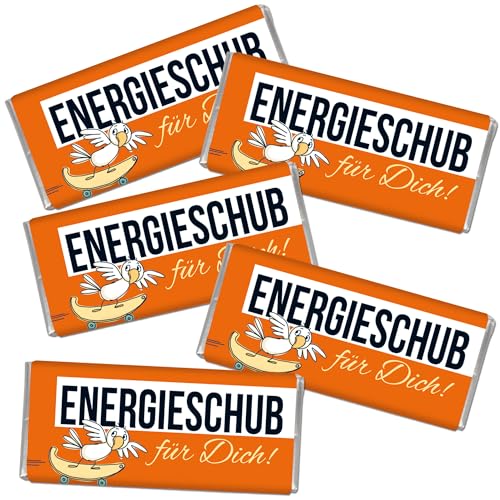 STEINBECK Prüfung Geschenk 5 mal Mini Schokolade -Energieschub- Viel Glück Glücksbringer Energie Kraft Ausdauer Gute Laune Mitgebsel Abitur Stresskiller von STEINBECK