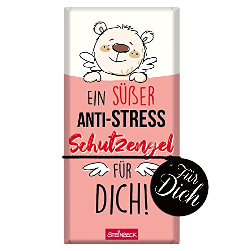 STEINBECK Anti-Stress Geschenk-Schokolade 100g Tafel Ein süßer Anti-Stress Schutzengel für Dich von STEINBECK