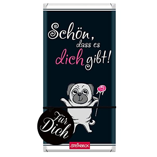 STEINBECK Freundschaft Geschenk-Schkolade 100g Tafel Mops Schön, dass es Dich gibt von STEINBECK