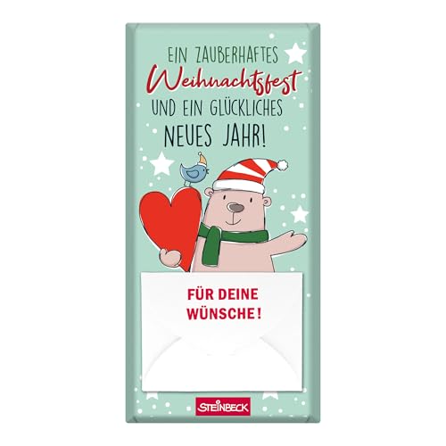 STEINBECK Weihnachten Schokolade 100g Tafel Zauberhaftes Weihnachtsfest Geschenk Geldgeschenk Umschlag STEINBECK Weihnachten Schokolade 100g Tafel Zauberhaftes Weihnachtsfest Geschenk Geldgeschenk Umschlag von STEINBECK