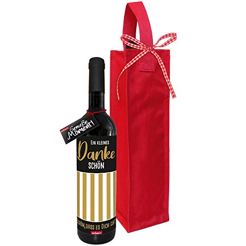 STEINBECK Wein Kleines Dankeschön Geschenk trockener Rotwein aus Spanien 100% Tempranillo mit Flaschentasche vielen Dank thank you edel von STEINBECK