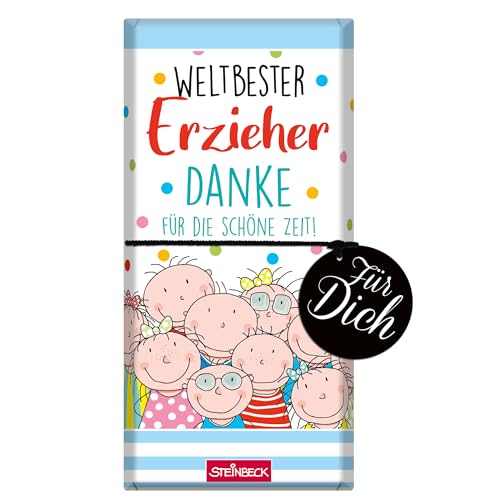 STEINBECK Weltbester Erzieher Geschenk-Schokolade 100g Tafel Kindergarten Danke für die schöne Zeit Kindergärtner von STEINBECK