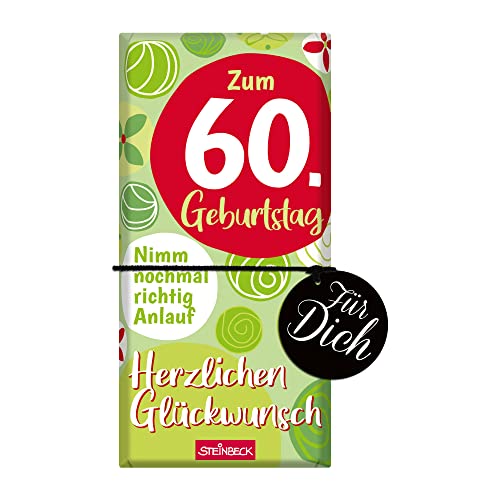 STEINBECK 60. Geburtstag Geschenk-Schokolade - Herzlichen Glückwunsch - 100g Schokolade Happy Birthday Mann Frau sechzigster sechzig 60 von STEINBECK