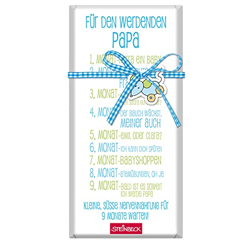 STEINBECK GEBURT SCHWANGERSCHAFT Geschenk-Schokolade 100g Tafel "Für den werdenden Papa - Babyshower von STEINBECK