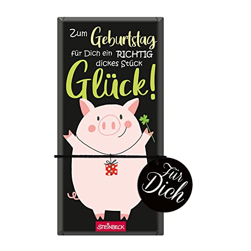 STEINBECK Geburtstag Geschenk-Schokolade - Ein richtig dicken Stück Glück - 100g Tafel Glücksschwein Party Happy Birthday Glückwünsche gratulieren STEINBECK Geburtstag Geschenk-Schokolade - Ein richtig dicken Stück Glück - 100g Tafel Glücksschwein Party Happy Birthday Glückwünsche gratulieren von STEINBECK