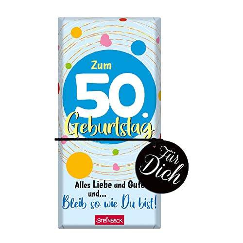 STEINBECK 50 Geburtstag Geschenk-Schokolade 100g Tafel Herzlichen Glückwunsch Mann Frau runder Geburtstag von STEINBECK