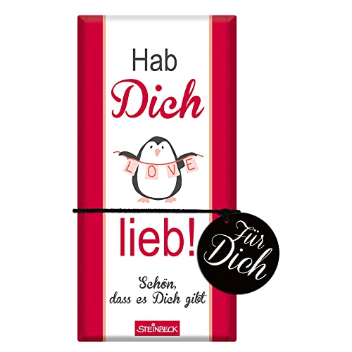 STEINBECK Liebe Geschenk-Schokolade 100g Tafel Hab Dich lieb Valentinstag verliebt Herzen Mitgebsel Jahrestag von STEINBECK