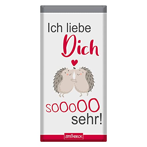 STEINBECK Liebe Geschenk-Schokolade 100g Tafel Ich liebe Dich so sehr von Herzen süß Mitgebsel Jahrestag Weihnachten von STEINBECK