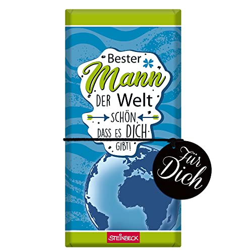 STEINBECK Schokolade 100g Bester Mann der Welt Geschenk für Männer Mitgebsel Freund Liebe Happy Birthday von STEINBECK