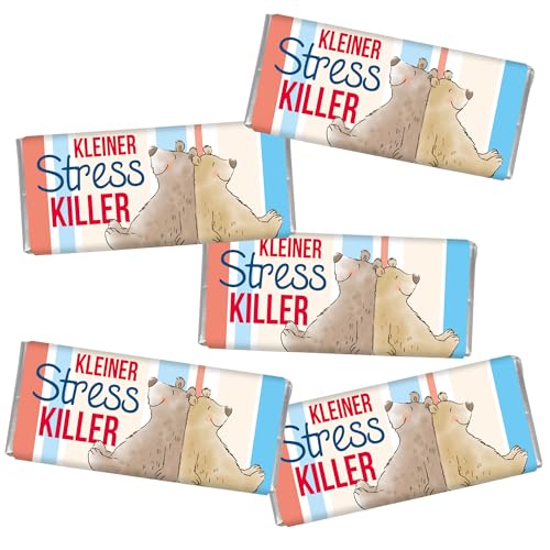 Steinbeck Stresskiller Geschenk 5 mal 18g Minischokolade Vollmilch Tafel Prüfung Abitur Arbeit Geburt Stress Pausensnack von STEINBECK