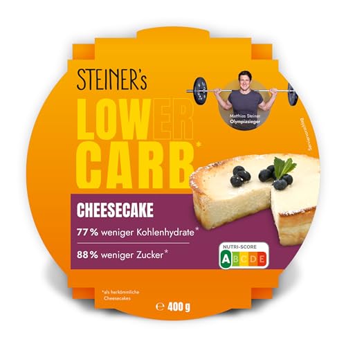 STEINER´s Low Carb Cheesecake | 77% weniger Kohlenhydrate | 88% weniger Zucker | glutenfrei | ballaststoffreich | ohne Konservierungsstoffe | lange haltbar (Cheesecake, 400g) von STEINER´s