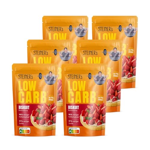 STEINER´s Low Carb Biskuit Backmischung | 98% weniger Kohlenhydrate | Nur 1,3g Zucker | Glutenfrei | Ballaststoffreich | Biskuitboden kinderleicht zubereiten | 6x 150g Packung STEINER´s Low Carb Biskuit Backmischung | 98% weniger Kohlenhydrate | Nur 1,3g Zucker | Glutenfrei | Ballaststoffreich | Biskuitboden kinderleicht zubereiten | 6x 150g Packung von STEINER´s