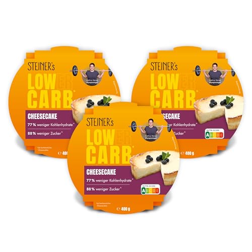 STEINER´s Low Carb Cheesecake | 77% weniger Kohlenhydrate & 88% weniger Zucker | Cremiger Käsekuchen mit Zitronennote | Ballaststoffreich | Glutenfrei | 3x 400g von STEINER´s