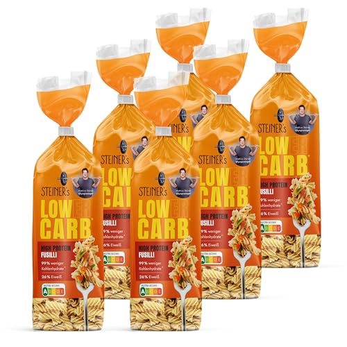 STEINER´s Low Carb Fusilli (6x250g) | 99% weniger Kohlenhydrate | High Protein Pasta - Ballaststoffreiche Protein Pasta von STEINER´s