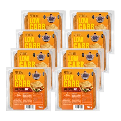 STEINER´s Low Carb High Protein Brot | 94% weniger Kohlenhydrate | high protein | nur 2,6g Kohlenhydrate | 23g Eiweiß (8x280g) von STEINER´s