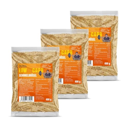 STEINER´s Low Carb High Protein Semmelbrösel | 83% weniger Kohlenhydrate & 38,9g Eiweiß pro 100g | Ballaststoffreich | Paniermehl Ersatz für knusprige Panaden | 3x 400g von STEINER´s