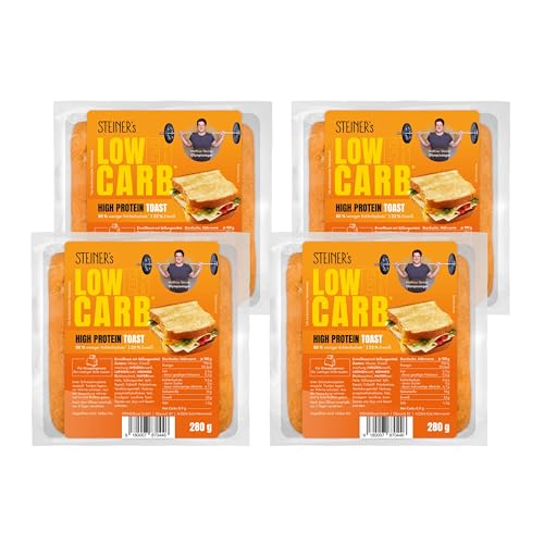 STEINER´s Low Carb High Protein Toast | 88% weniger Kohlenhydrate | high protein | nur 0,9g Net-Carbs | 22g Eiweiß (4x280g) von STEINER´s