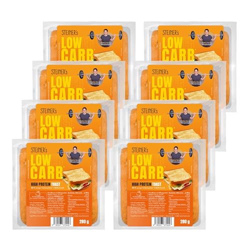 STEINER´s Low Carb High Protein Toast | 88% weniger Kohlenhydrate | high protein | nur 0,9g Net-Carbs | 22g Eiweiß (8x280g) von STEINER´s