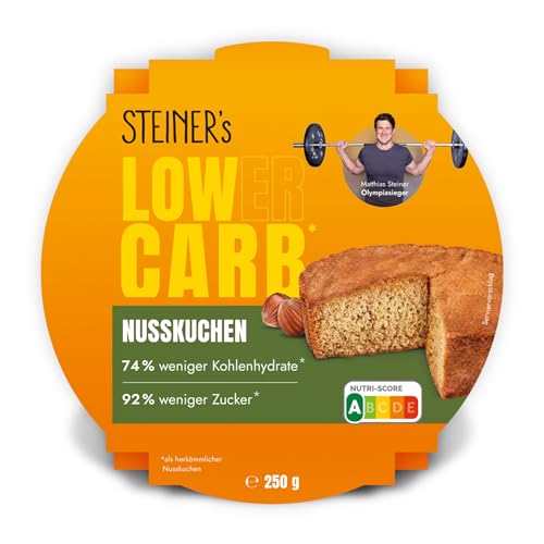 STEINER´s Low Carb Nusskuchen | 74% weniger Kohlenhydrate & 92% weniger Zucker als herkömmliche Nusskuchen | Ballaststoffreich | Glutenfrei | Ideal für gesundheitsbewusste Genießer | 1x 250g von STEINER´s