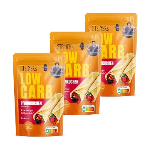 STEINER´s Low Carb Pfannkuchen | 95% weniger Kohlenhydrate | Protein Pancake Mix | Zuckerfrei, Glutenfrei & Kalorienreduziert | 7,8g Eiweiß | Für Pfannkuchen, Pancakes & Waffeln | 3x 150g Packung von STEINER´s