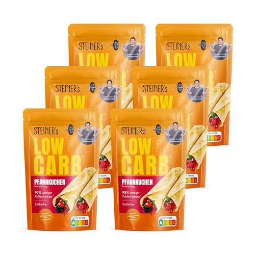 STEINER´s Low Carb Pfannkuchen | 95% weniger Kohlenhydrate | Protein Pancake Mix | Zuckerfrei, Glutenfrei & Kalorienreduziert | 7,8g Eiweiß | Für Pfannkuchen, Pancakes & Waffeln | 6x 150g Packung STEINER´s Low Carb Pfannkuchen | 95% weniger Kohlenhydrate | Protein Pancake Mix | Zuckerfrei, Glutenfrei & Kalorienreduziert | 7,8g Eiweiß | Für Pfannkuchen, Pancakes & Waffeln | 6x 150g Packung von STEINER´s