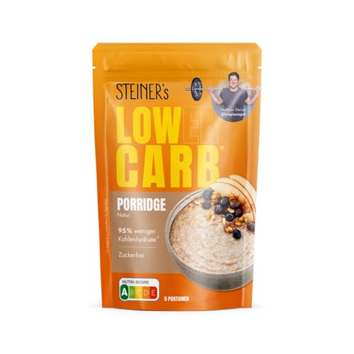STEINER´s Low Carb Porridge Natur | 95% weniger Kohlenhydrate | Zuckerfrei | Ballaststoffreich | Schnelle Zubereitung für vielseitige Frühstücks- und Snackideen | 1x 200g Packung von STEINER´s