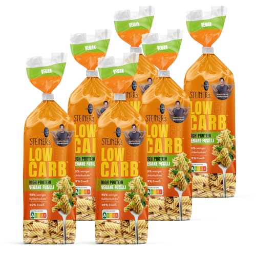 STEINER´s Low Carb High Protein Fusilli | 95% weniger Kohlenhydrate | 49g Protein | ballaststoffreich, (STEINER's High Protein Fusilli, 6x250g) von STEINER´s