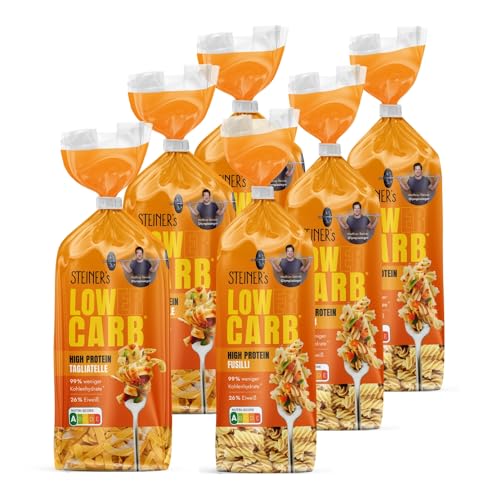 STEINER´s Low Carb Pastamix | 99% weniger Kohlenhydrate | Tagliatelle + Fusilli | Ballaststoffreich, (STEINER´s Pastamix, 3+3 Pack) von STEINER´s