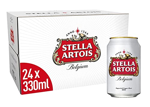 Stella Artois Premium Lager, EINWEG (24 X 0.33 l Dose), Internationales Lager Bier aus Belgien von STELLA ARTOIS
