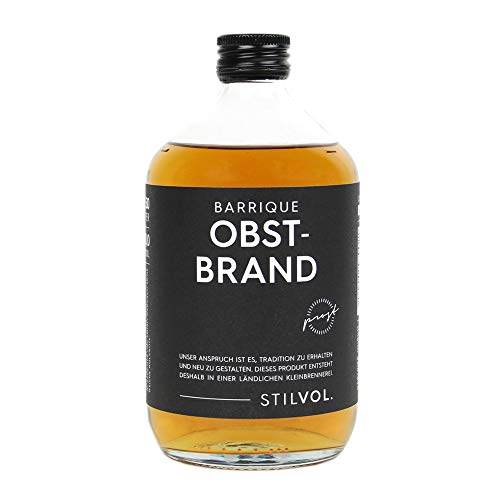 Obstbrand im Eichenfass 500ml mit 40% Alkohol von STILVOL. Spirituosen. Schönes Geschenk für Männer Hergestellt in einer Kleinrennerei aus regionalem Obst.. von STILVOL.