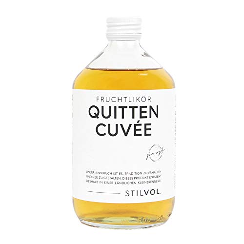 Quitten Cuvée Likör 500ml mit 19% Vol. von STILVOL. Spirituosen. Quittenlikör aus deutscher Klein-Brennerei, ohne künstliche Aromen. von STILVOL.