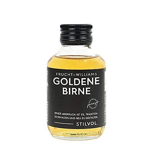 STILVOL. Frucht-Williams Goldene Birne | 100ml | 36% Alkohol | Premium Schnaps mit eingelegter Birne von STILVOL.
