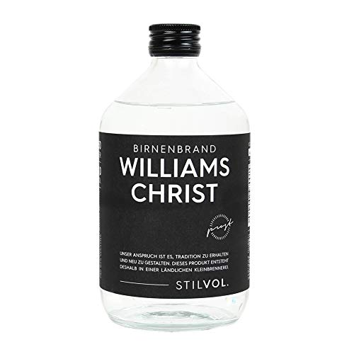 Schönes Geschenk für Männer: Williams Christ Birnenbrand 500ml mit 40% Alkohol von STILVOL. Spirituosen. Hergestellt in Klein-Brennerei. Edelbrand ohne künstliches Aroma. von STILVOL.