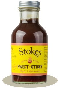 Stokes Sweet & Sticky Barbecue Sauce – Ahorn & Meerrettich 325 g (2 Stück) von STOKES