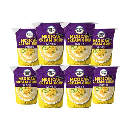 STREET SOUP Protein Instant Suppe To Go (MEXICO, 8 Stück, je 300g) - Fertige Low Carb Cremesuppen für Diät, zum Abnehmen & unterwegs - Fertiggerichte & Fertigessen vegan & glutenfrei von STREET SOUP