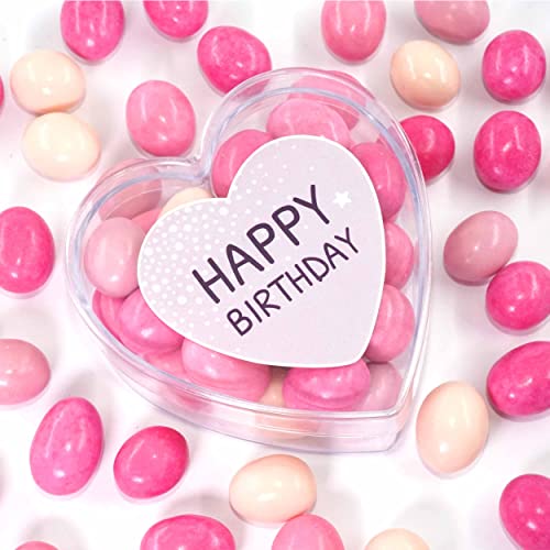 Geschenk HAPPY BIRTHDAY Geschenkbox Herz mit Spruch 150g - sehr leckere Premium Mandeln sind das besondere Mitbringsel Idee für Deine Mutter Oma zum Geburtstag von STREUSEL GLÜCK wir streuseln Liebe