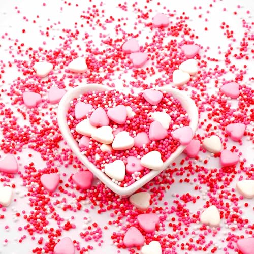 STREUSEL GLÜCK Amore mio rosa weiss rot 40g Zuckerstreusel Sprinkles Tortendeko Geburtstag Kindergeburtstag Hochzeit Verzierung von Plätzchen Torte Kuchen Cupcakes Muffins von STREUSEL GLÜCK wir streuseln Liebe