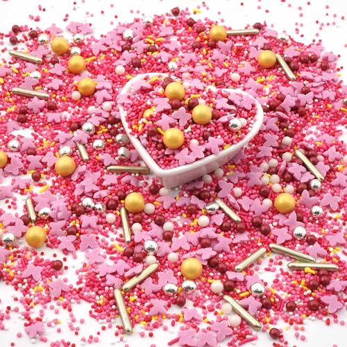 STREUSEL GLÜCK Butterfly Heaven Schmetterlinge rot rosa gelb gold 40g Zuckerstreusel Sprinkles Streusel Tortendeko Geburtstag Kindergeburtstag Verzierung von Plätzchen Torte Kuchen Cupcakes Muffins von STREUSEL GLÜCK wir streuseln Liebe