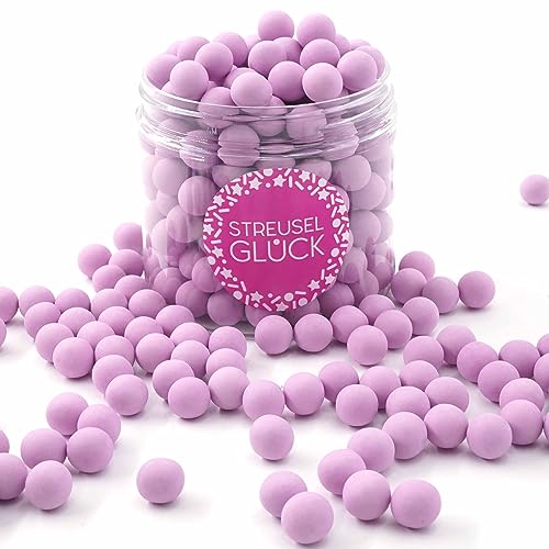 STREUSEL GLÜCK Streusel Tortendeko Schokokugeln flieder pastell 180g - Zuckerstreusel Geburtstag Kuchendeko Weihnachten Schokoperlen - Sprinkles Deko Torte Kuchen Cupcakes - essbare Streudeko von STREUSEL GLÜCK wir streuseln Liebe