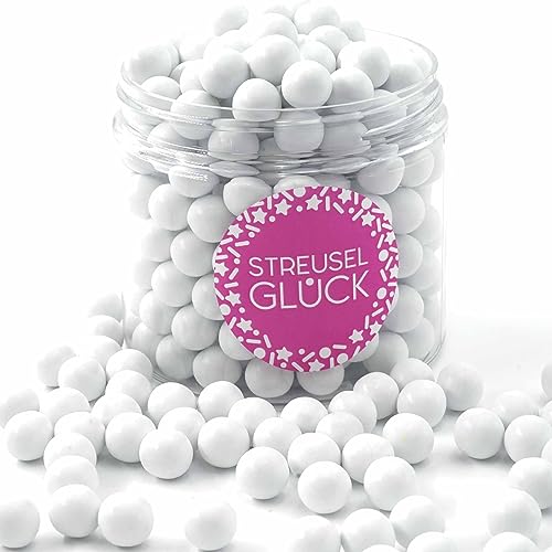 STREUSEL GLÜCK Streusel Tortendeko Schokokugeln weiss glanz 180g - Zuckerstreusel Geburtstag Kuchendeko Weihnachten Schokoperlen - Sprinkles Deko Plätzchen Torte Kuchen Cupcakes - essbare Streudeko STREUSEL GLÜCK Streusel Tortendeko Schokokugeln weiss glanz 180g - Zuckerstreusel Geburtstag Kuchendeko Weihnachten Schokoperlen - Sprinkles Deko Plätzchen Torte Kuchen Cupcakes - essbare Streudeko von STREUSEL GLÜCK wir streuseln Liebe