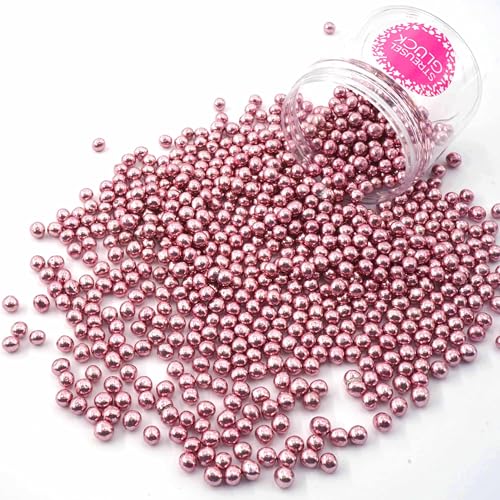 Streusel Glück Schokokugeln Crispy mini rosa metallic 150g - Perlen Schoko Zuckerperlen Sprinkles Schokostreusel für Kindergeburtstag Weihnachten Geburtstag Cupcakes Cake Pops Muffins Tortendeko von STREUSEL GLÜCK wir streuseln Liebe