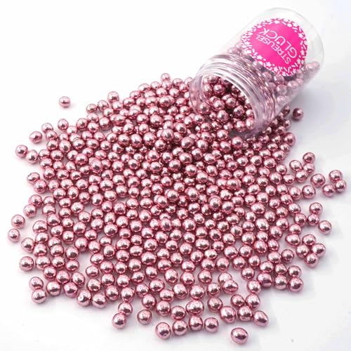 Streusel Glück Schokokugeln Crispy mini rosa metallic 75g - Perlen Schoko Zuckerperlen Sprinkles Schokostreusel für Kindergeburtstag Weihnachten Geburtstag Cupcakes Cake Pops Muffins Tortendeko von STREUSEL GLÜCK wir streuseln Liebe