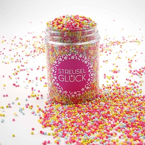 Streusel Glück Streusel Just Pure bunt 90g Nonpareilles Zuckerperlen Zuckestreusel Kindergeburtstag Weihnachten Tortendeko Cupcakes Muffins Christmas Kuchenstreusel Plätzchen Torte von STREUSEL GLÜCK wir streuseln Liebe