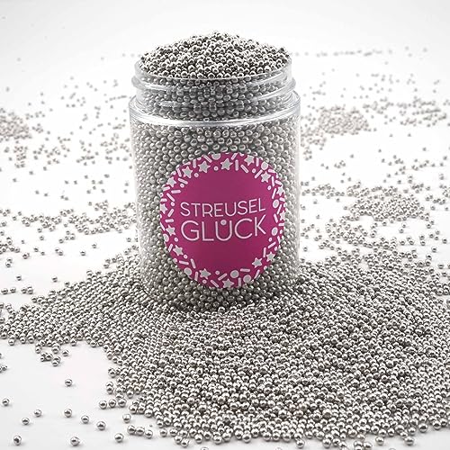 Streusel Glück Streusel Just Pure silber 90g Nonpareilles Zuckerperlen Zuckestreusel Kindergeburtstag Weihnachten Tortendeko Cupcakes Muffins Christmas Kuchenstreusel Plätzchen Torte von STREUSEL GLÜCK wir streuseln Liebe