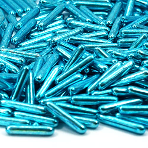 Streusel Glück Zaubersticks Macaroni blau metallic 90g - blaue Zuckerstreusel Rods Zuckerdekor Sprinkles Tortendeko Deko für Cupcakes Muffins Torte Kuchen Geburtstag Hochzeit Weihnachten Party von STREUSEL GLÜCK wir streuseln Liebe
