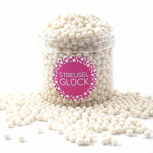 Streusel Pure Love weiss 180g Zuckerperlen - STREUSEL GLÜCK - Zuckerstreusel Kindergeburtstag Weihnachten Tortendeko Cupcakes Muffins Christmas Kuchenstreusel Plätzchen Torte von STREUSEL GLÜCK wir streuseln Liebe