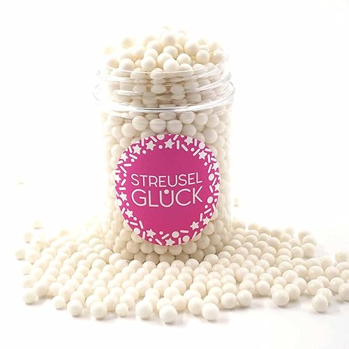 Streusel Pure Love weiss 90g Zuckerperlen - STREUSEL GLÜCK - Zuckerstreusel Kindergeburtstag Weihnachten Tortendeko Cupcakes Muffins Christmas Kuchenstreusel Plätzchen Torte von STREUSEL GLÜCK wir streuseln Liebe