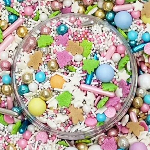 Streusel Weihnachten Christmas Party 90g weiss grün blau rosa gold silber | STREUSEL GLÜCK | Weihnachtsstreusel Zuckerstreusel Sprinkles Christmas bunte Tortendeko Plätzchen verzieren Kuchenstreusel von STREUSEL GLÜCK wir streuseln Liebe