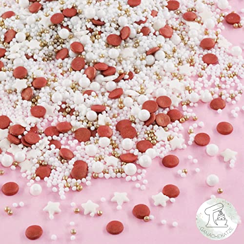 Streusel Weihnachten Sternenstaub weiss gold bordeaux Sterne 180g | STREUSEL GLÜCK | Weihnachtsstreusel Zuckerstreusel Sprinkles Christmas bunte Tortendeko Plätzchen verzieren von STREUSEL GLÜCK wir streuseln Liebe